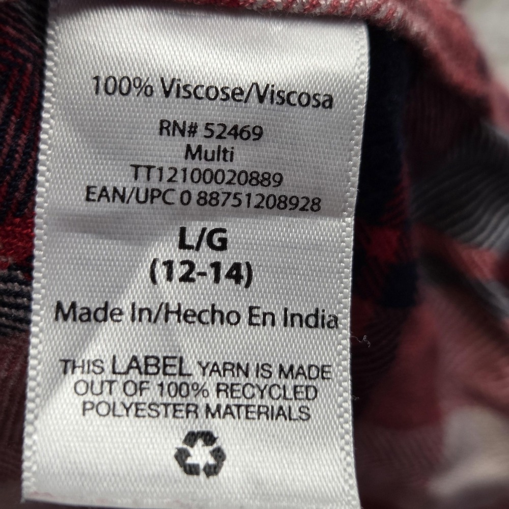 Time And Tru Button Up Shirt Womens Large Red Plaid Collared Long Sleeve Top - Picture 5 of 7